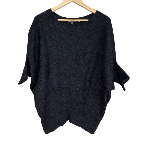 Vince Yak Wool Cocoon V-Neck Sweater Dolman Sleeve Charcoal Asymmetrical - Picture 1 of 6